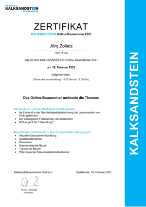 13 Teilnehmerzertifikat zum KS-Online-Bauseminar 2021 13 Teilnehmerzertifikat zum KS-Online-Bauseminar 2021