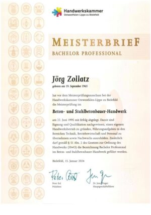 Meisterbrief Beton Meisterbrief Beton