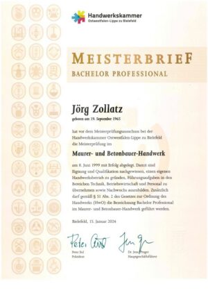 Meisterbrief Maurer Meisterbrief Maurer