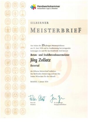Silberner Meisterbrief Silberner Meisterbrief